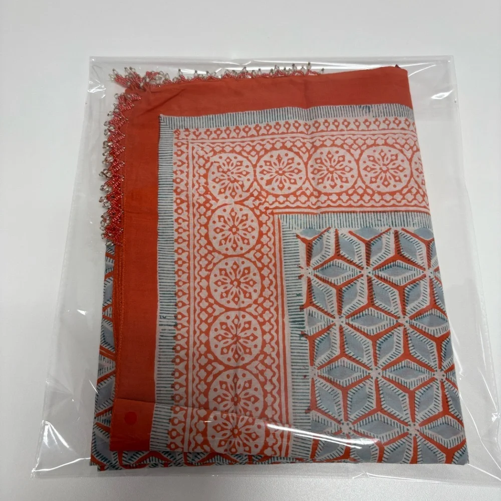 Bold Orange/Red Geometric Prints Patterns Scarf or Sarong - 73